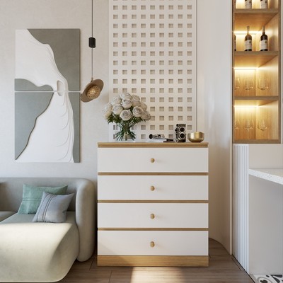 MORA, Tủ lưu trữ đổ dùng 4 ngăn kéo DRA_264, 80x48x100cm, Scandi Home