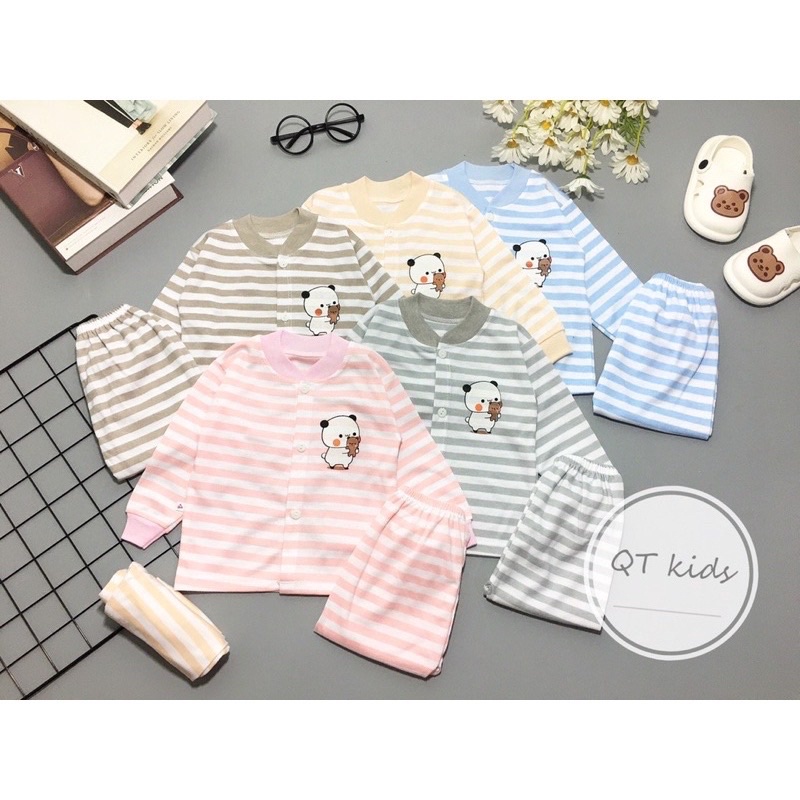 Bộ dài tay nỉ kẻ cao cấp cho bé