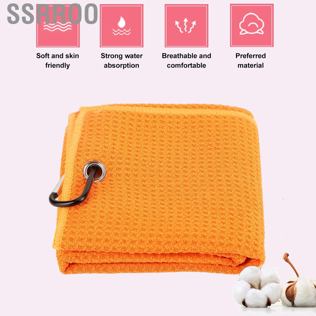 Ssrroo Microfiber Golf Towel Waffle Pattern Fitness Sweat Absorption Towels with Carabiner Clip for Exercise Sports