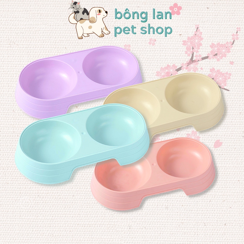 Bát ăn đôi cho chó mèo bằng nhựa mỏng tiết kiệm màu sắc xinh xắn