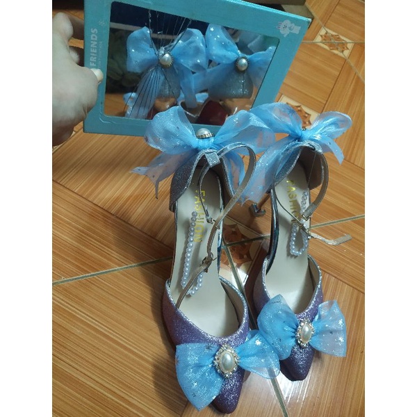 Giày lolita công chúa cao gót ánh nhũ lấp lánh