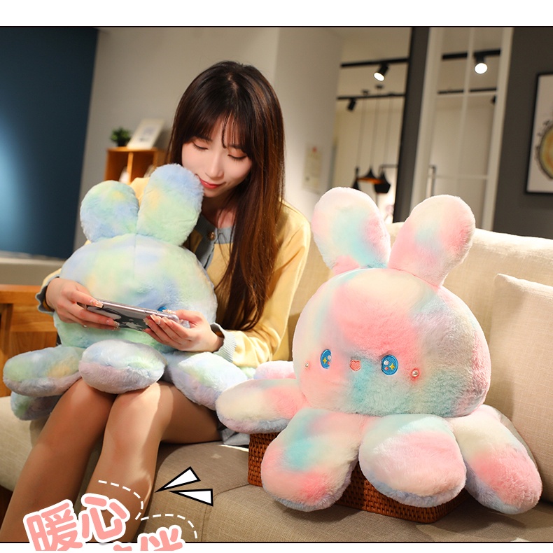 ⚡CÓ SẴN⚡Thú Nhồi Bông Mềm Mại Hình Bạch Tuộc Và Thỏ Đáng Yêu Trang Trí Nhà Cửa Bạch Tuộc Nhồi Bông Hai Mặt Lật Xinh Xắn Dành Cho Bé Gái