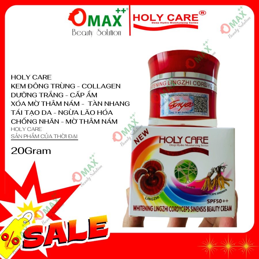 KEM HOLYCARE ĐÔNG TRÙNG - LINH CHI 9 TÁC DỤNG 20G - MỜ THÂM NÁM - NGỪA LÃO HOÁ