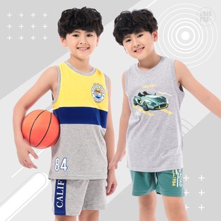 Đồ Bộ Sát Nách Bé Trai  Size Đại, Bộ Ba Lỗ Trẻ Em Mùa Hè Chất Cotton Phong Cách Sport Cỡ 3-11 Tuổi (11kg- 37kg)