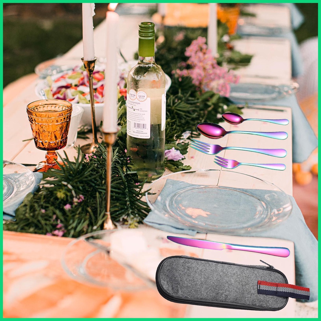 Bộ 9 Món Muỗng Nĩa Bằng Thép Không Gỉ Di Động Dễ Lau Chùi