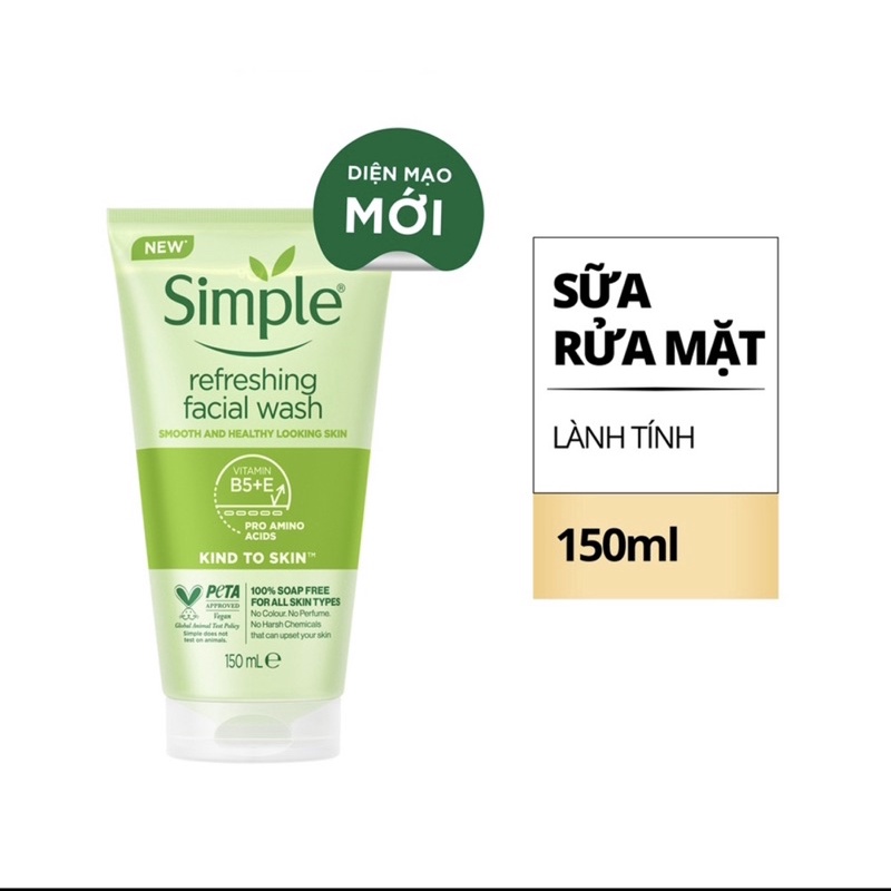 _Sữa Rửa Mặt Dạng Gel Simple Kind To Skin Refreshing Facial Wash 150ml