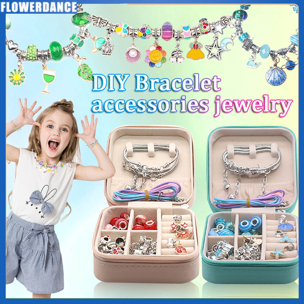 68 Chiếc Bộ Dụng Cụ Làm Trang Sức Hạt Tự Làm Vòng Tay Vòng Cổ Nhẫn Ngọc Trai Pha Lê Charm Bộ Hộp Đồ Chơi Thủ Công Hộp Trang Sức Cho Bé Gái Quà Tặng Sinh Nhật Flowerdance