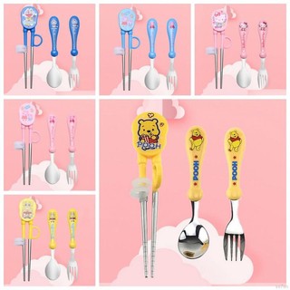 Bộ đũa muỗng nĩa tập ăn cho bé bằng thép không gỉ kèm hộp đựng