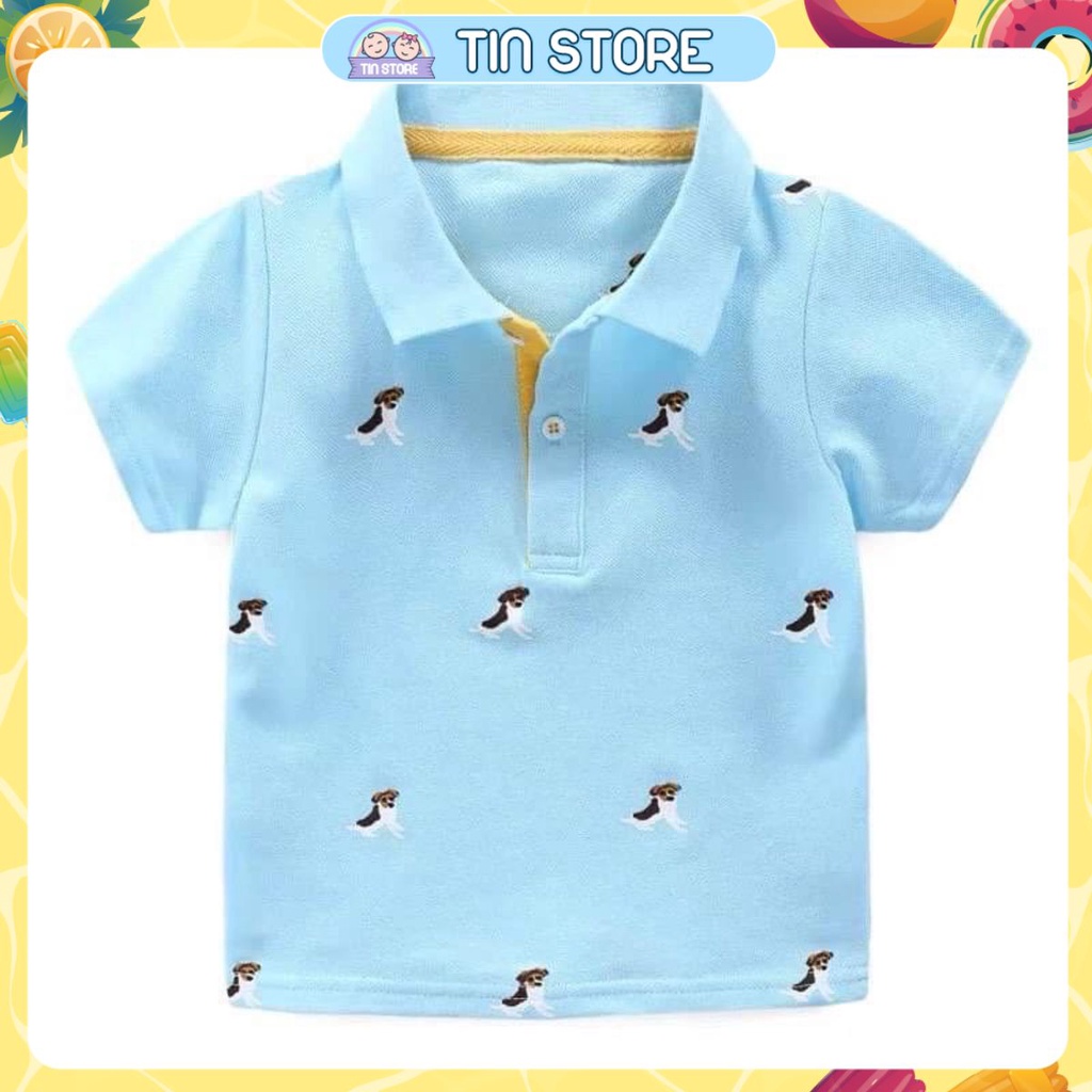 Áo Cộc Tay PoLo Nhiều Màu Nhiều Chất Liệu Cotton Hình Cho Bé Trai Bé Gái Từ 6kg Đến 22kg Thời Trang Tin Store