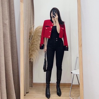 Áo khoác dạ tweed dáng ngắn, áo khoác dạ hàn quốc