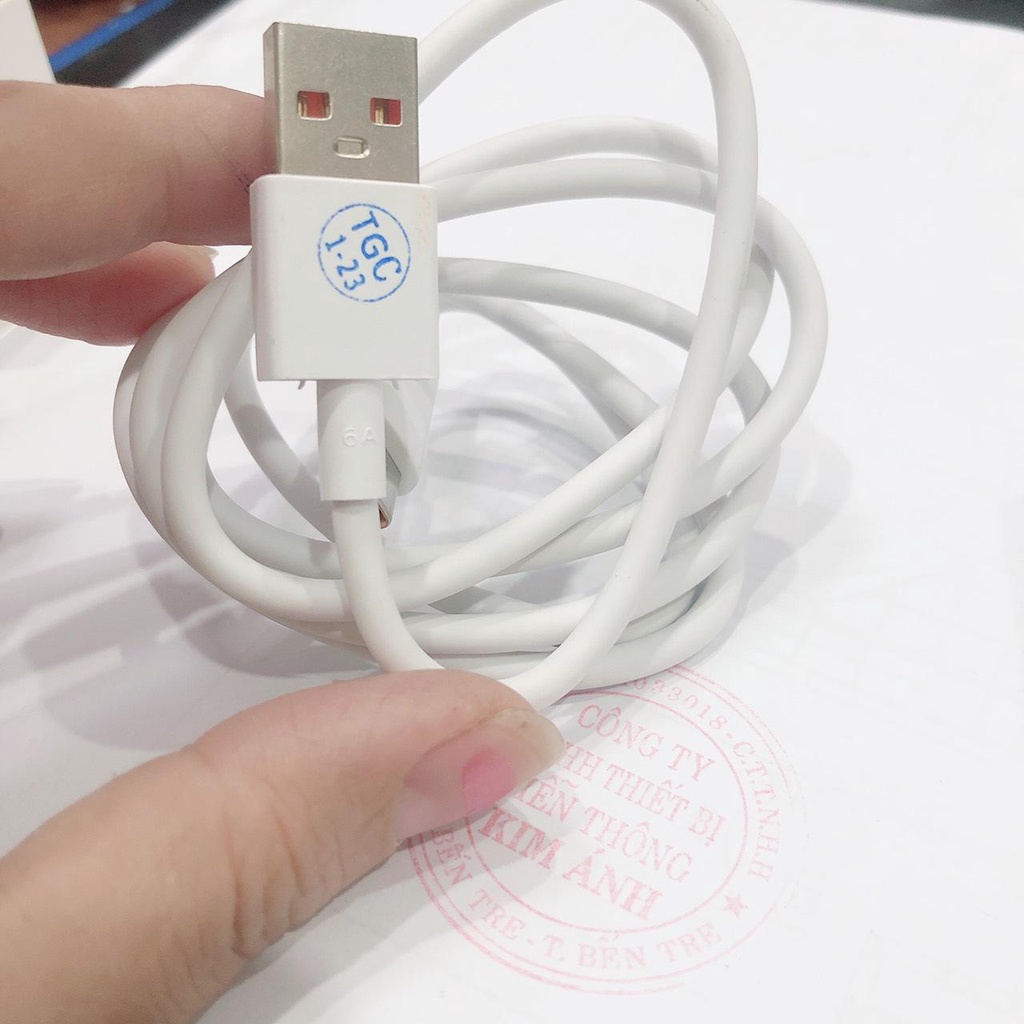 Bộ sạc nhanh Oppo SUPER VOOC - Cóc 33W Cáp 6A, lõi màu cam Zin máy, hàng chính hãng bảo hành 12 tháng