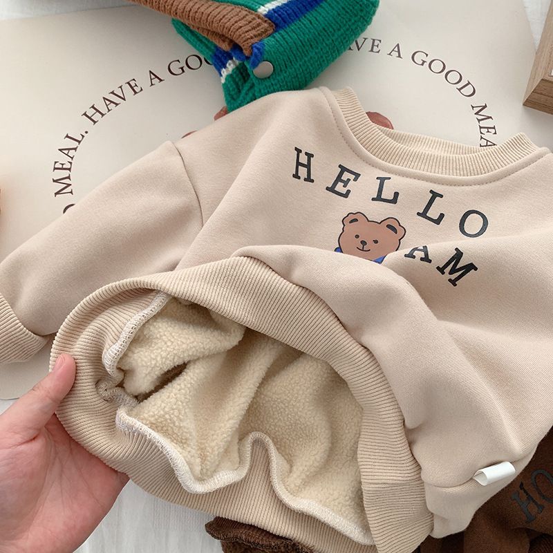 Áo Giữ Nhiệt mùa đông Có Lót Lông Cho Bé Trai Bé Gái Phong Cách Hàn Quốc