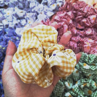 Scrunchies Sọc Caro Hoa Nhiều màu, Nhiều hình hoa Cột Tóc Vải