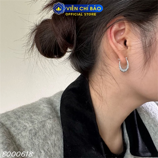 Bông tai họa tiết cổ điển chất liệu bạc Thái 925 thời trang phụ kiện trang sức nữ Viễn Chí Bảo B000618