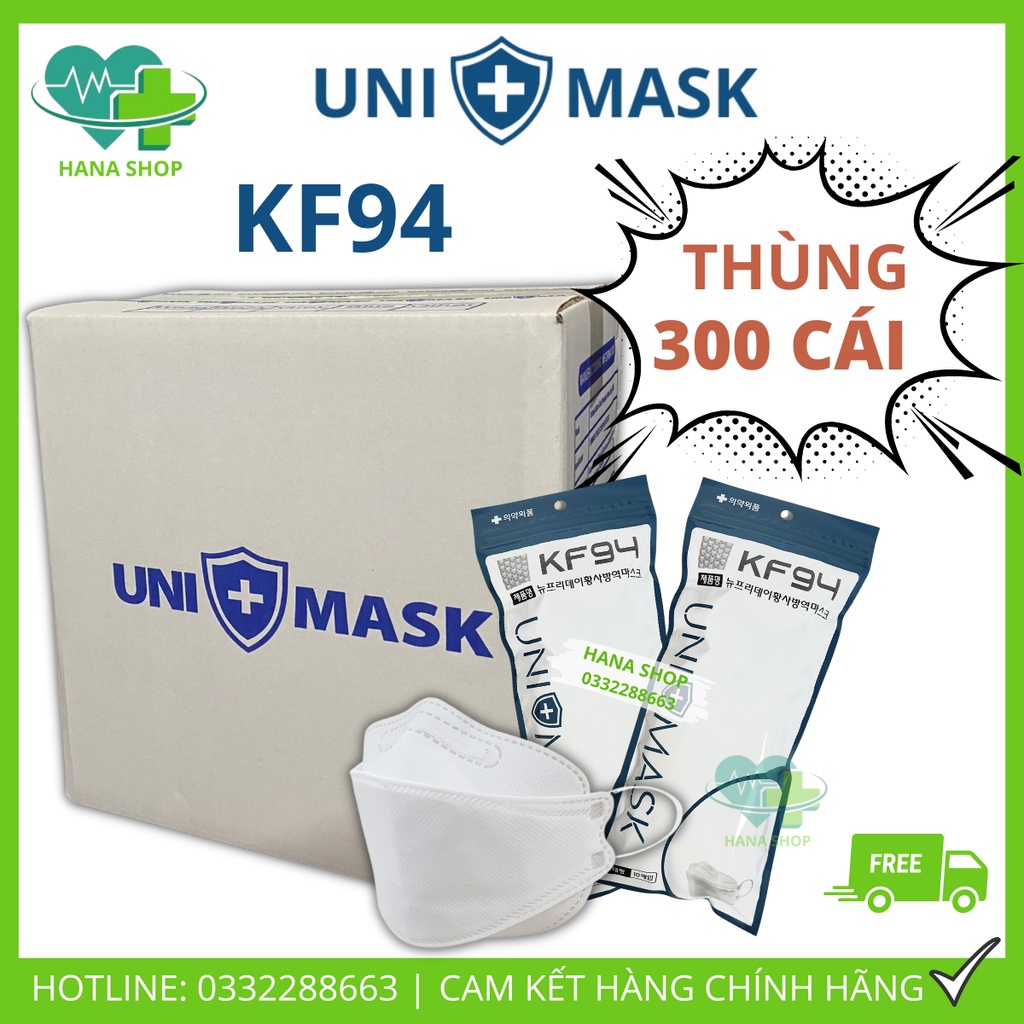 [Thùng 300 Cái] Khẩu Trang KF94 UNI MASK 4 Lớp Chống Bụi Mịn Hàng Cao Cấp Chính Hãng