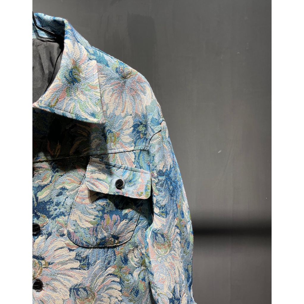 Áo Khoác Denim Dáng Rộng In Họa Tiết Tranh Sơn Dầu Kiểu Retro Thời Trang Xuân Thu Cho Nam