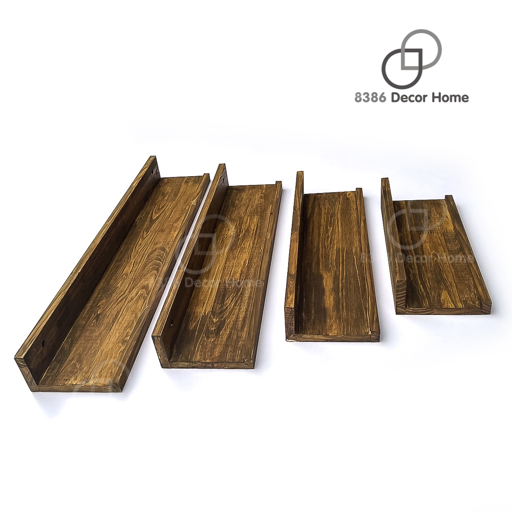Kệ treo tường trang trí decor màu nâu rustic  nhiều kích thước