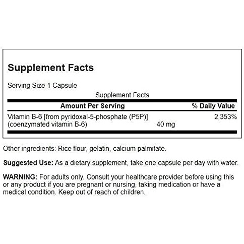 Swanson P5P 40mg - Viên uống bổ sung vitamin B6, P-5-P dẫn truyền thần kinh 60 viên