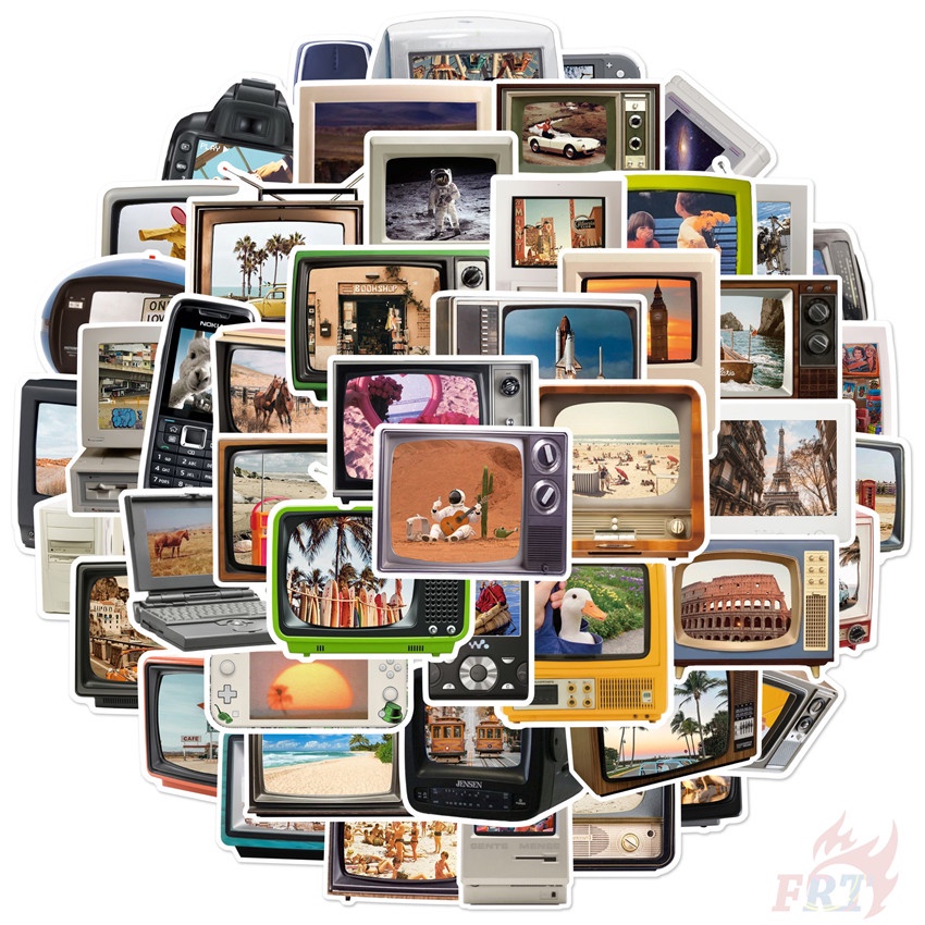❉ Sticker Dán Máy Tính PSP Điện Thoại Series 02 TV Phong Cách Retro ❉ Bộ 50 Sticker Chống Thấm Nước Họa Tiết Doodle Hợp Thời Trang