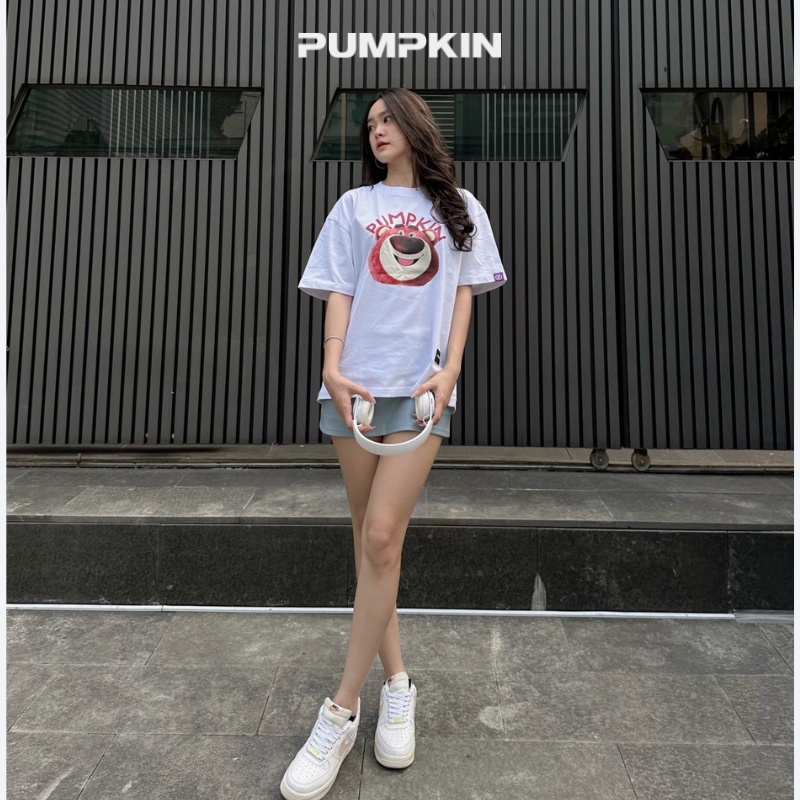 Áo thun gấu dâu unisex PUMPKIN form rộng tay lỡ oversize dành cho nam nữ phong cách Local Brand