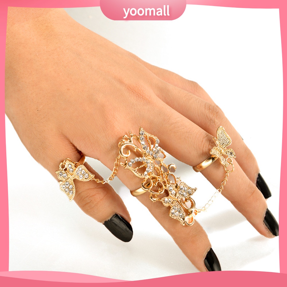 Nhẫn Hình Bướm Rỗng Đính Đá Có Thể Điều Chỉnh Kích Cỡ Thời Trang Dành Cho Nữ