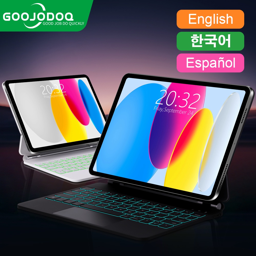 GOOJODOQ bàn phím bluetooth không dây Case Bao da kèm bàn phím Combo Touch dàn cho Ipad Pro 11 và 10.9 inch Có trackpad