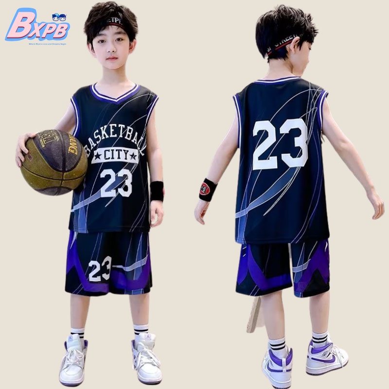 Set đồ thể thao mùa hè BXPB gồm áo + quần dài phối lưới thoáng khí thoải mái phong cách thời trang cho bé 3-15 tuổi