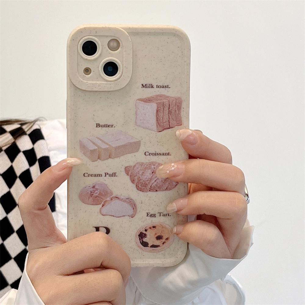 Ốp Điện Thoại TPU Mềm Chống Sốc Họa Tiết Bánh Mì / Trà Sữa Chiều Kiểu Retro Cho IPhone 14 13 12 11 Pro Max X XR 8 7 Plus