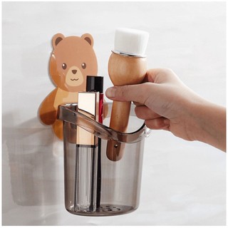 Cốc gấu dán tường dựng bàn chải kem đánh răng, muỗng đũa