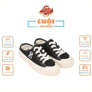 Giày sục đạp gót MLB NY nữ thời trang, giày sục thể thao nữ MLB NY chữ thêu cao cấp Full Box