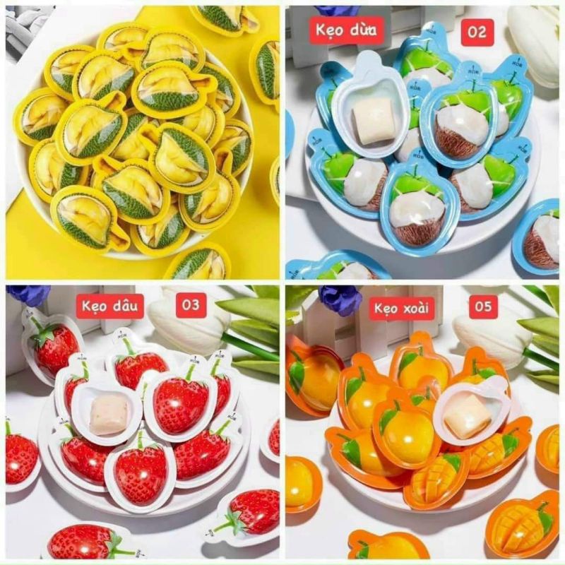 Kẹo dẻo 3D mix vị sầu riêng, soài, dâu, dừa,cafe,phô mai(500g )
