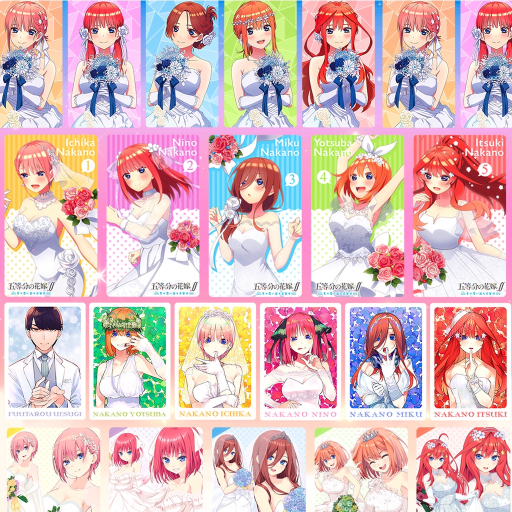 Bộ 5 tấm ảnh card bo góc NHÀ CÓ 5 NÀNG DÂU chủ đề lễ cưới nhiều mẫu - GOTOUBUN NO HANAYOME - anime manga