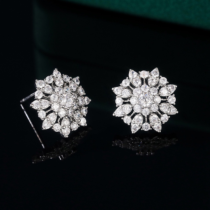 Fancyqube Bông Tai Mạ Bạc Đính Đá Sang Trọng Cho Nữ