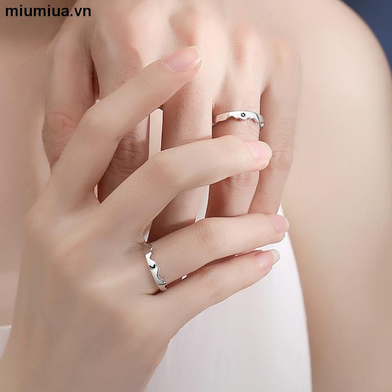 miumiua🔮Nhẫn hợp kim đồng họa tiết mặt trời/mặt trăng có thể điều chỉnh thời trang dành cho cặp đôi