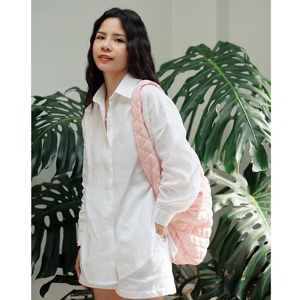 (TỔNG KHO LÂM ANH CHUYÊN SỈ) Áo sơ mi nữ Linen tưng Hàn form rộng trễ vai trẻ trung, chất vải Linen nhập Hàn mềm mát