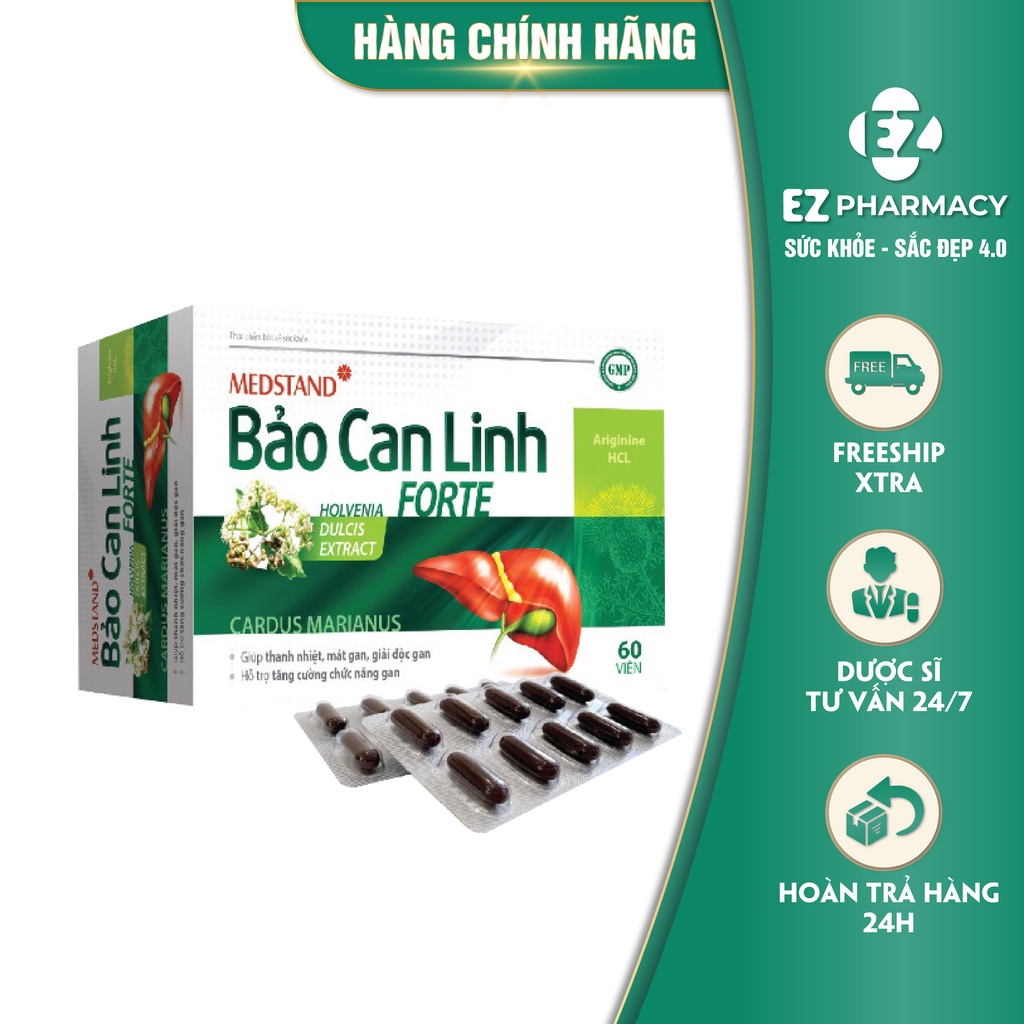 BẢO CAN LINH FORTE - Hỗ trợ tăng cường chức năng gan, giúp thanh nhiệt, mát gan, giải độc gan Hộp 60 viên- EZ Pharmacy