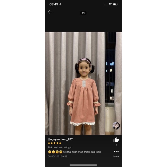 Váy bé gái,Váy cho bé gái mùa thu đông chất liệu nhung chéo size cho bé từ 8-32kg