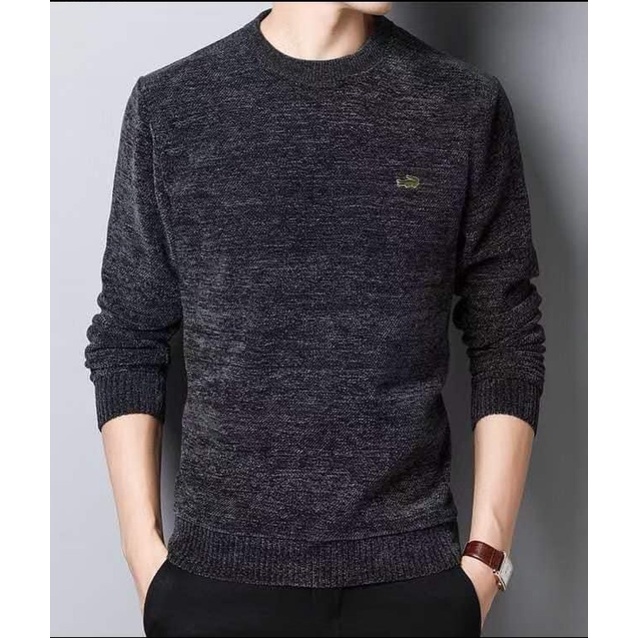 Áo nhung nam cổ tròn lót lông,  áo nam cá sấu hot hit