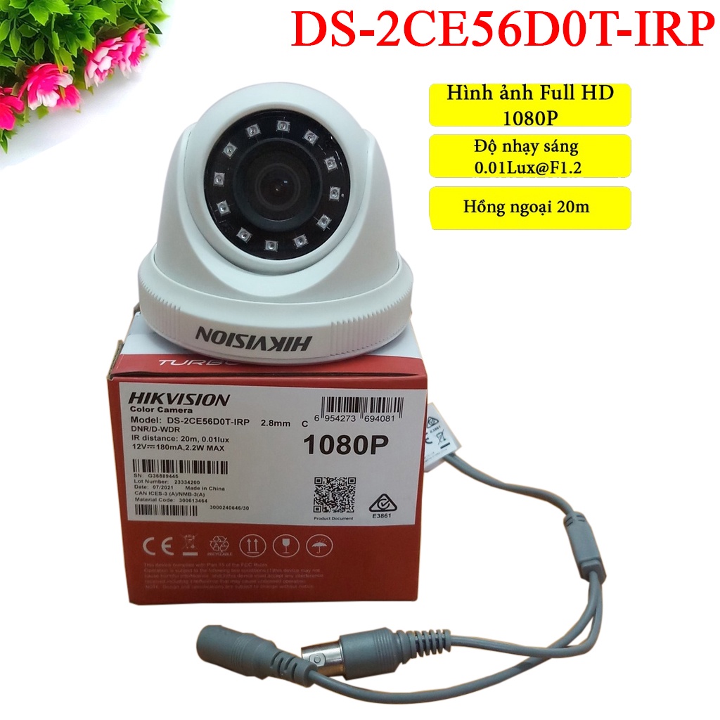 Camera 2Mp full HD 1080P HIKVISION DS-2CE56D0T-IRP , Hàng chính hãng
