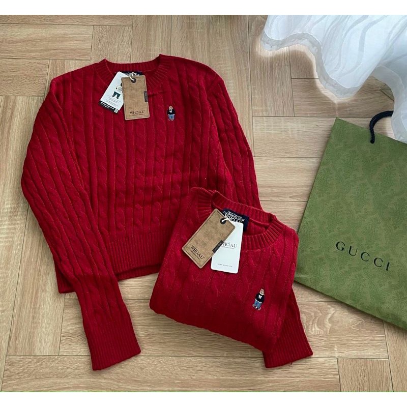 ÁO LEN WH.O.AU ĐỎ ĐÔ