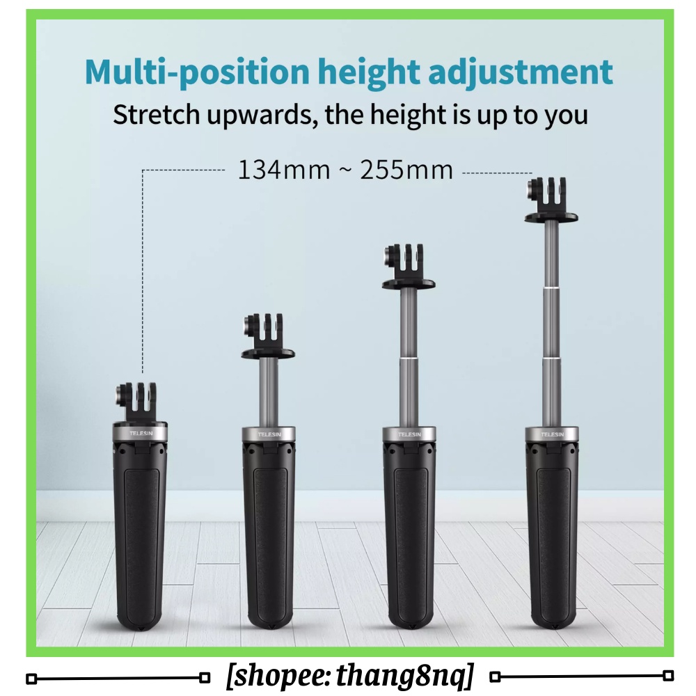 Gậy tripod MT-09 Telesin, tripod nhỏ gọn cho gopro, action cam