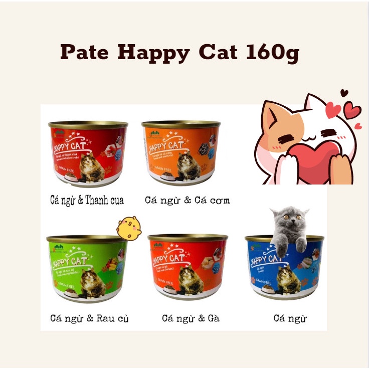 Pate cho mèo Happy cat lon lớn 160g đầy đủ dưỡng chất tiết kiệm