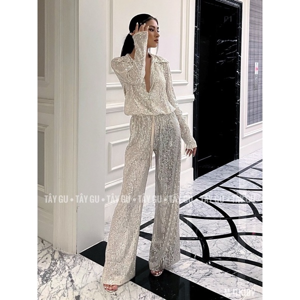 Jumsuits áo liền quần tay dài đi tiệc lấp lánh sang trọng Jessier - Tây Gu | BigBuy360 - bigbuy360.vn