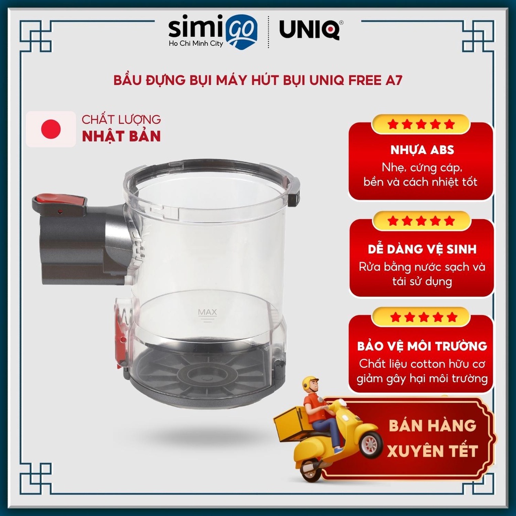 Bầu đựng bụi Không kèm lõi lọc thô cho máy hút bụi UNIQ Free A7 và Ultra A7