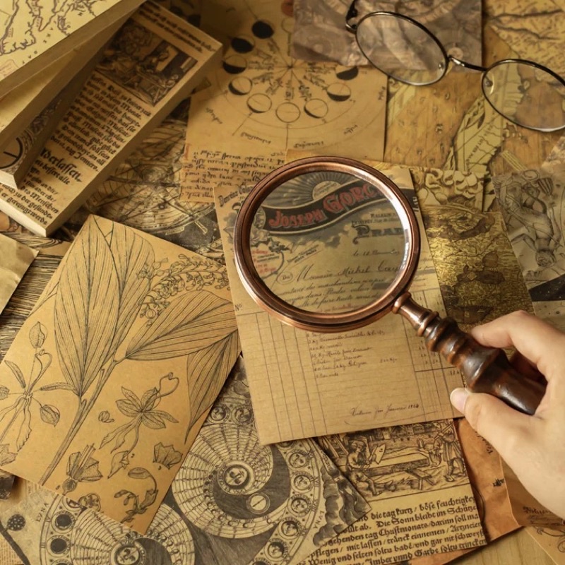 Set 10 Tờ Giấy Nền Giấy Kraft Hoạ Tiết Báo Chí Bản Đồ Hoá Đơn Thiên Văn Vintage Retro Decor Sổ Tay Bullet Journal