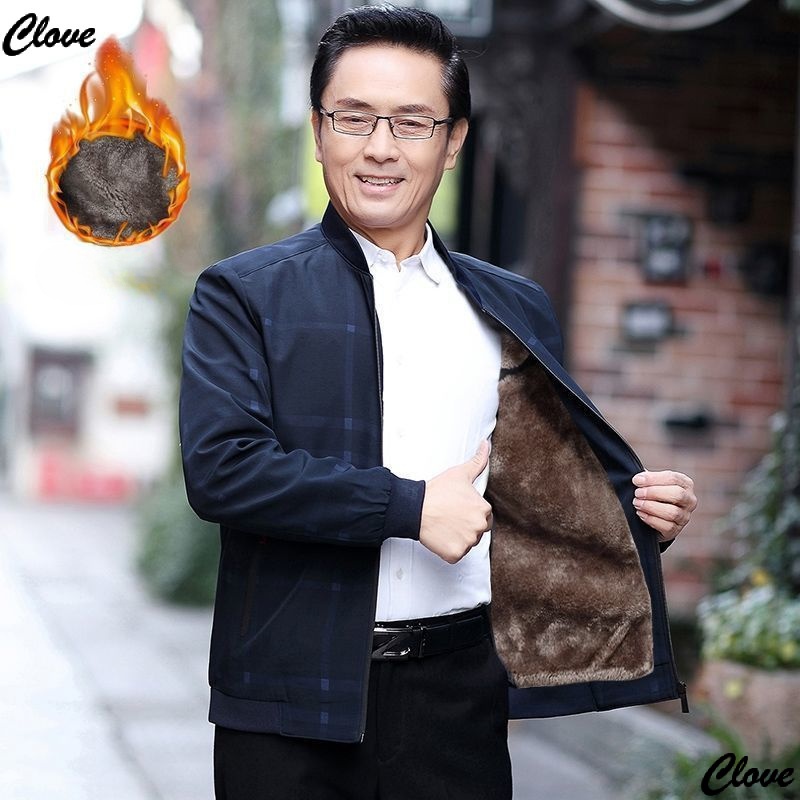 Áo Khoác Thu Đông Dáng Rộng Có Khóa Kéo Phong Cách Mới Cho Nam Trung Niên