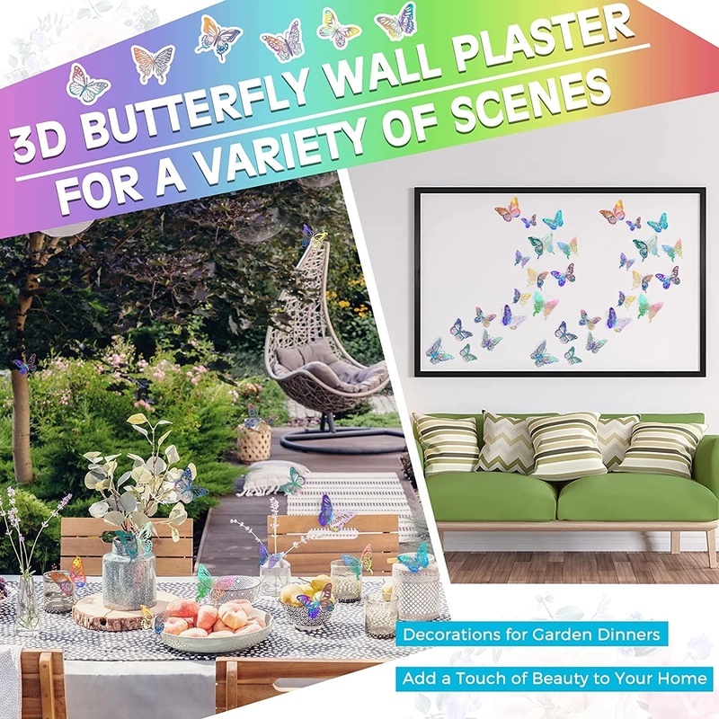Bộ 12 Miếng Dán Tường Hình Bướm 3D DIY Trang Trí Nhà Cửa