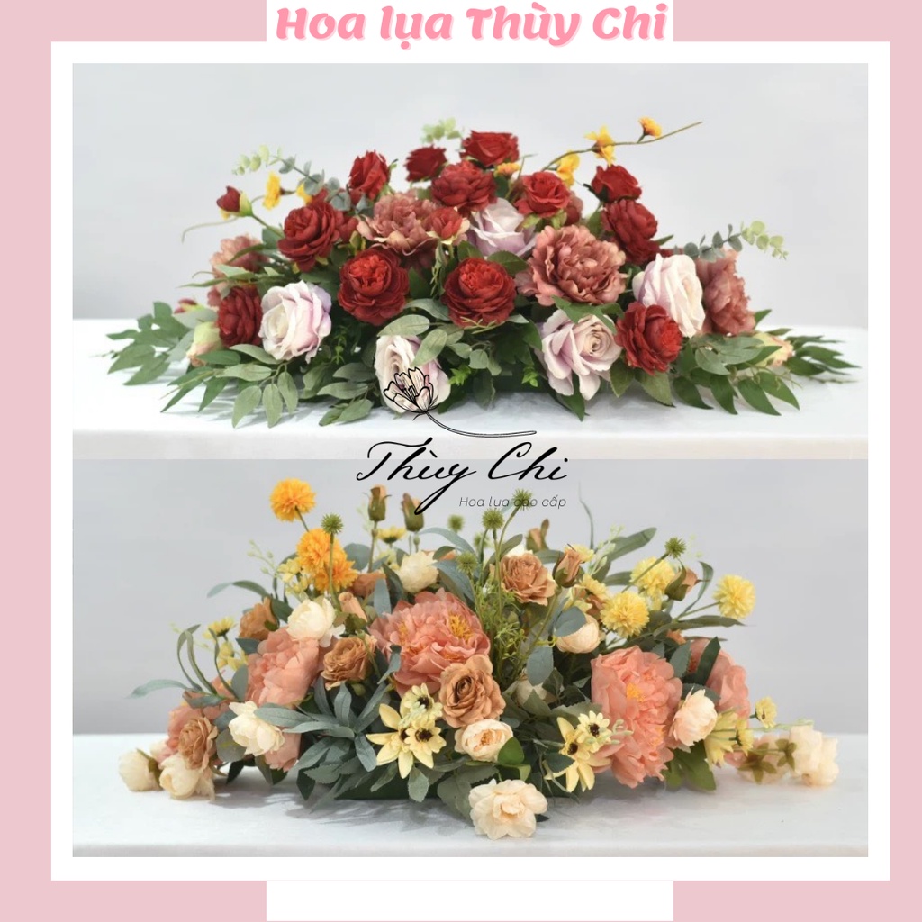 Hoa giả, hoa lụa - Lẵng hoa để bàn hội nghị, bàn họp, lẵng hoa trang trí bàn tiệc cưới, phòng khách - Có video