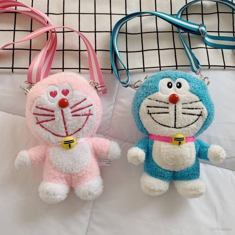 Túi Xách Đeo Vai Phủ Bông Hình Doraemon Cỡ Lớn Thời Trang Nữ Đáng Yêu