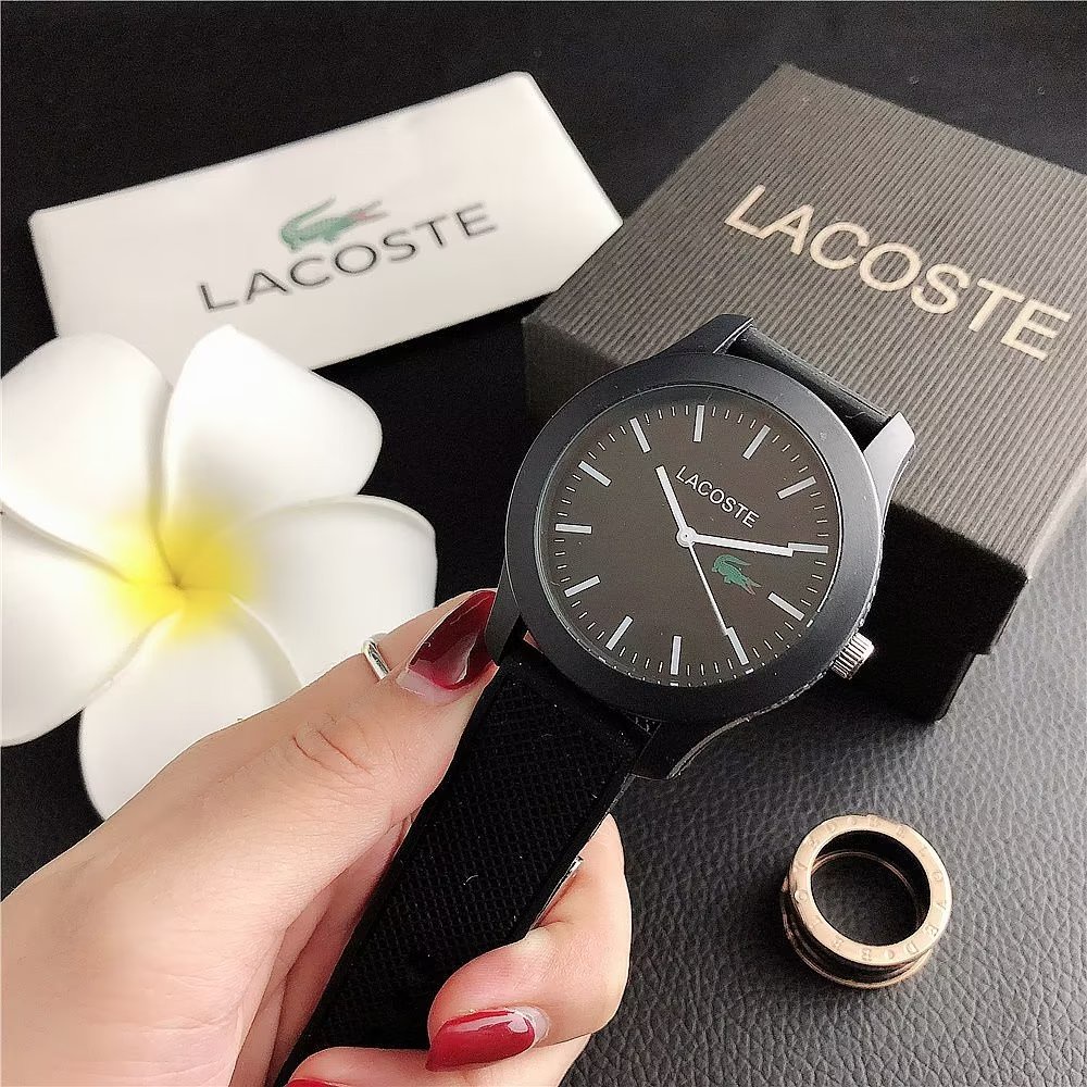 Đồng Hồ Đeo Tay Lacoste Mặt Tròn Đính Kim Cương Dây Da Dành Cho Cặp Đôi